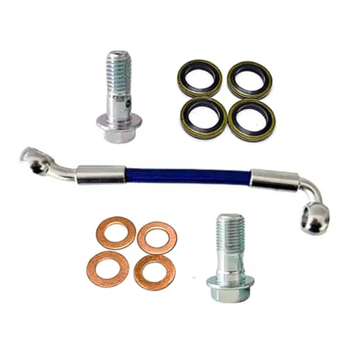 Tubo de aceite de freno trenzado de acero inoxidable azul M10 M8 para moto longitud 80cm