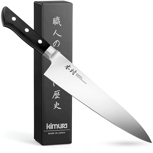 Image of Kimura Chef Knife, [Made in Japan], 8 inch Professional Kitchen Knife, Ultra Sharp High Carbon Molybdenum Stainless Steel Gyuto Knife, Chefs Knife with Ergonomic Handle - Japanese Chef's Knife