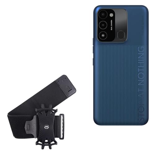 BoxWave Holster Compatible with Tecno Spark Go 2022 - ActiveStretch Sport Armband, Adjustable Armband for Workout and Running - Jet Black