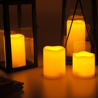 Image of CANDLE CHOICE Outdoor Battery Operated Flameless Candles with Remote & Timer Waterproof Plastic Realistic Flickering Fake Electric LED Pillars for Lantern Garden Wedding Christmas Decorations 4 Pack
