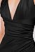 LAGSHIAN Women's Elegant V Neck Halter Backless Bodycon High Split Ruched Long Formal Evening Dress Black