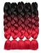 Alissa 24Inch 5pcs Black-Wine Red-Red Ombre Kanekalon Jumbo Braiding Hair Extensions Syntehtic Hair High Temperature Braids