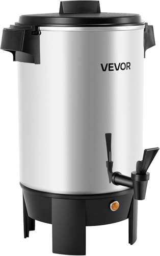 VEVOR Commercial Coffee Urn, 30 Cup 4.5 L Hot Beverage Dispenser with Dripless Faucet, Quick-Brewing Commercial Coffee Maker, Automatic Temperature Control, for Catering, Party, Church & Restaurant