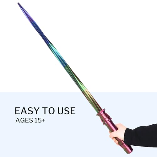 Rainbow Extendable Sword, 3D Metal Handle, Futuristic Collectible Display Piece, Color May Vary, 9” Compact to 35.5” Extended - Thumbnail 4