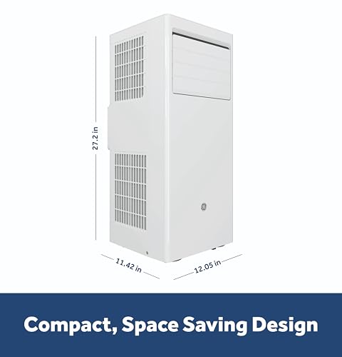 GE 5,000 BTU DOE Portable Air Conditioner for Small Rooms up to 150 sq ft, Compact 3-in-1 AC + Dehumidifier + Fan, Auto Evaporation, Remote, Easy-Roll Casters, Window Kit Included, White - Image 10