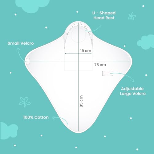 Image of TIDY SLEEP Baby Swaddle Wrappper Adjustable for Newborn || 100% Cotton Soft || Newborn Blanket for 0-3 Months (White)
