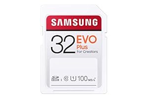 SAMSUNG EVO Plus SDXC 32GB Full Size SD Memory Card w/ Adapter, UHS-I U3, Supports 4K Video, Storage Expansion for DSLR, Mirrorless Camera, PC, MB-SC32H/AM
