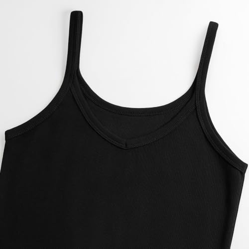 Image of 4 Pieces V Neck Tank Tops for Women Spaghetti Strap Crop Top Cotton Basic Fitted Summer Cami Shirts