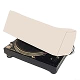 Vintage Plattenspieler-Staubschutz, wasserdichter Plattenspieler-Schutz mit 210D-Oxford-Tuch, UV-beständiges, atmungsaktives Audio-Ausrüstungsschild, kratzfestes Deckgehäuse für Zuhause, Garten (Beige