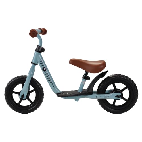 Bandits & Angels Metall-Laufrad Starter Vintage Blau mit Trittbrett ab 2 Jahren – blaues Laufrad – Verstellbarer Sattel 29 bis 39 cm – für Jungen und Mädchen – niedriger Einstieg mit Trittbrett