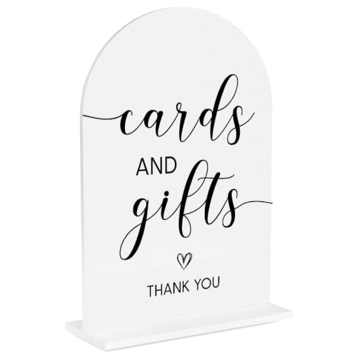 Cards and Gifts Sign,Arch Acrylic Wedding Sign,Minimalist Wedding Decoration Sign for Wedding Reception & Event Party Table, Bridal Shower Baby Shower Favors for Guests 5 x 7 Inch A05 decorativesignage5