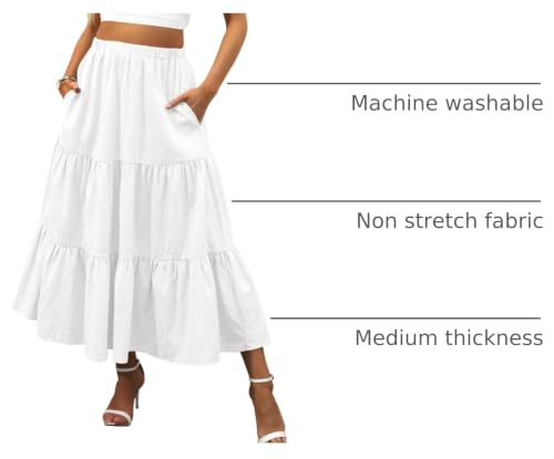 Image of ANRABESS Women's Summer Boho Flowy Swing Tiered A-Line Maxi Skirt 2026 Fashion Trendy Elastic Waist Pleated Long Beach Dress