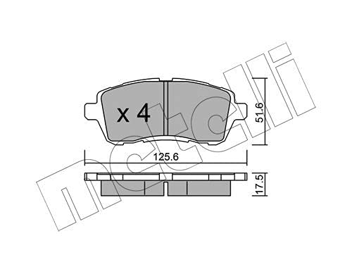 metelligroup 22-0793-2 Pastiglie Freno Anteriori E Posteriori, Made in Italy, Pezzo di Ricambio per Auto/Automobile, Kit da 4 Pezzi, Certificate ECE R90, Prive di Rame