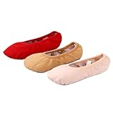 SECFOU Zapatillas de Ballet con Suela Antideslizante Elásticas y Transpirables para Yoga y Danza Cómodas y Ligeras para Niñas y Mujeres Talla Rojo