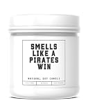Smells Like a Pirates Win Sports Candle Scented Soy Wax Candle (8.0 oz) 50-60 Hour Burn Time, Cotton Wick, Frosted White Glass Jar, (Vanilla)
