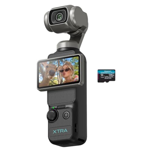 Image of Xtra Muse with 128GB microSD, Vlogging Camera with 1'' CMOS & 4K /120fps Videos, Pocket Camera with 3-Axis Gimbal Stabilizer, Fast Focusing, Digital Video Camera for Photography, Digital Camera