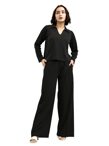 Image of PURVAJA Women's Regular Sleeve Top & Trouser Solid Co-ords