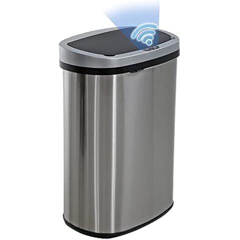 Kitchen Trash Can with Lid, 13 Gallon Automatic Garbage Can for Bathroom Bedroom Home Office 50 Liter Touch Free High-Capacity Brushed Stainless Steel Waste Bin Cover