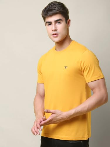 Image of Pinkmint Men's Cotton Blend T-Shirt ll Soild Round Neck T-Shirt ll Stylish Half Sleeve T-Shirt's (Pack of 1)