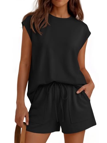 LILLUSORY Womens Lounge Two 2 Piece Short Sets Summer Outfits 2026