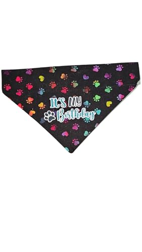 Its My Birthday Over the Collar Dog Bandana That Slips onto Their Existing Collar Size (Large)