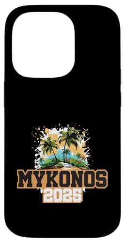 Mykonos 2025 Grecia Cotización colorida de vacaciones Carcasa para iPhone 14 Pro