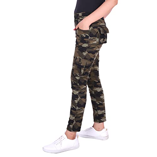 Image of Camouflage Dry-Fit Military Women Six Pocket Gym Trackpant,Joggers,Sports Pant | Green