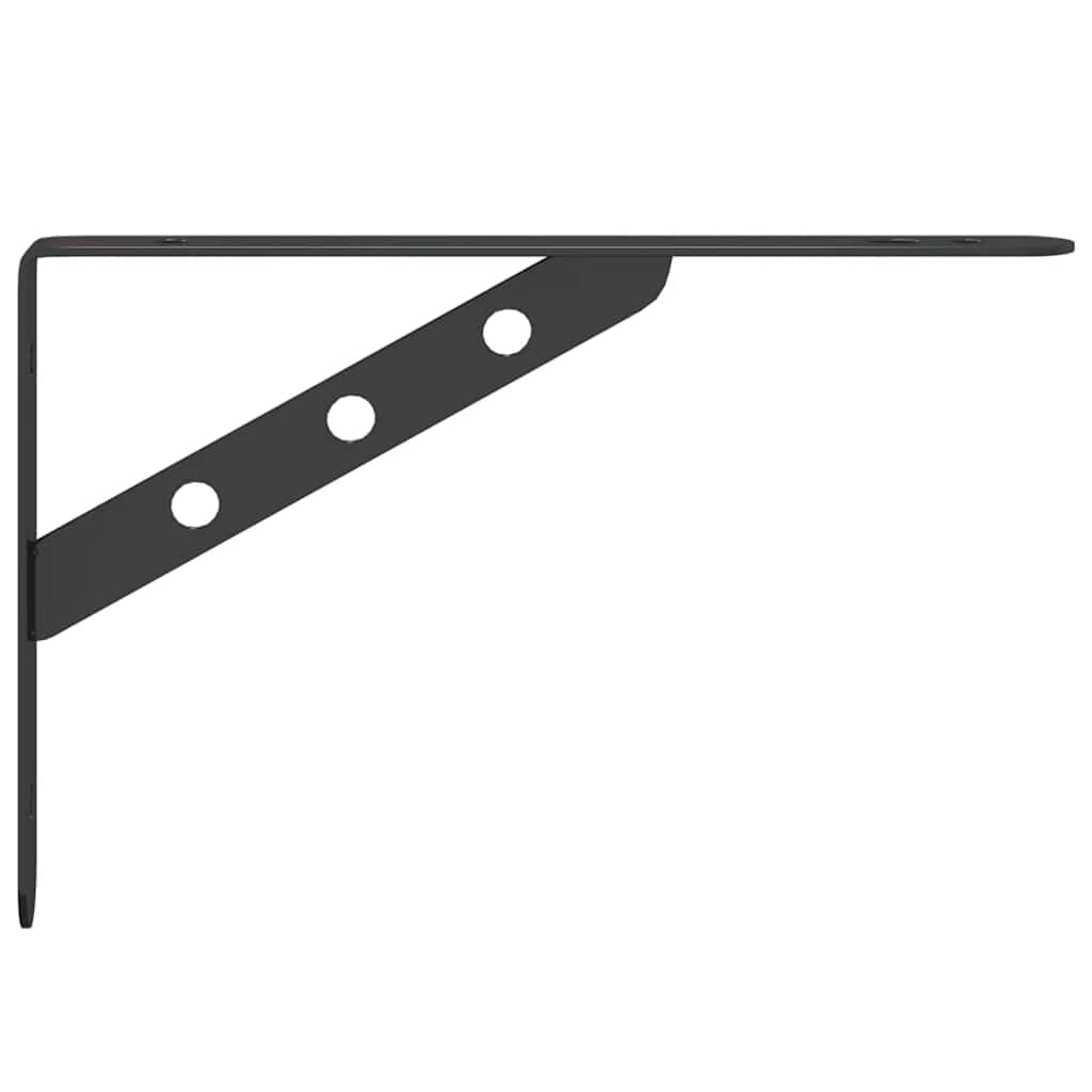 Regalträger 4 Stück, 23,5x2,5x15,5 cm Schwarz Edelstahl, Wandhalterung für Regale, robuste Konsolen für Bücherregale und Wandschränke