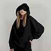 Hoodie With Built In Eye Mask Plus Size Hooded Sweatshirts With 3 Pocket Oversized Airplane Mode Travel Hoodie Office Work Travel Sleeping Long Sleeve Pullover Fleece Tops 01 Black S #2