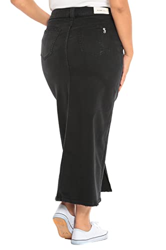 Slink - Premium Women's Plus Size Long Denim Skirt (Black)4