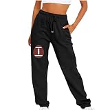 Lastesso Sweatpants Women Baggy Womens Sweatpants Trendy Football Printed Sweatpant High Waisted Belted Elastic Long Pants Athletic Sports Pants Today Deals Prime Black XL