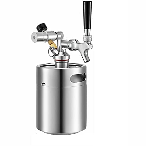 RLVYTA Cerveza elaborada Mini dispensador de Cerveza portátil de Acero Inoxidable con Grifo de Cerveza, 2L, 4L, 5L Kit Cerveza(68 Oz (2L))