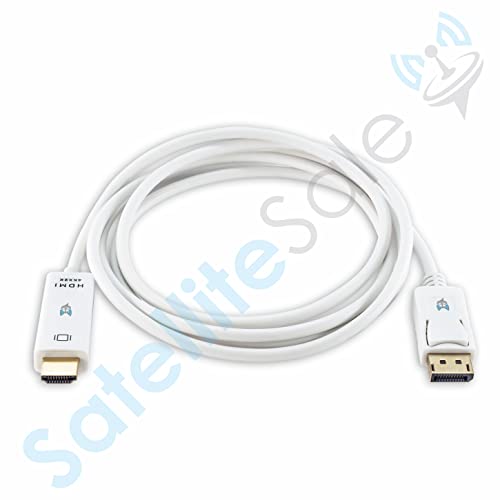Satellitesale Uni-Directional Displayport To Hdmi Cable Male To Male 4K/30Hz 8.64Gbps Universal Wire Pvc White Cord 3 Feet #TOP4