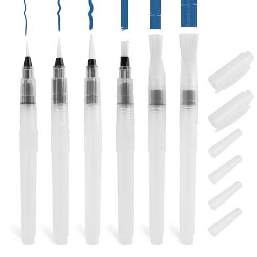 Annlpoy 6 pièces Pinceau Aquarelle Reserve d'eau Pinceau Reservoir Eau Stylo Aquarelle, pinceaux Nylon matériau Professionnels, Tailles 15,5 cm, pour la Peinture en...