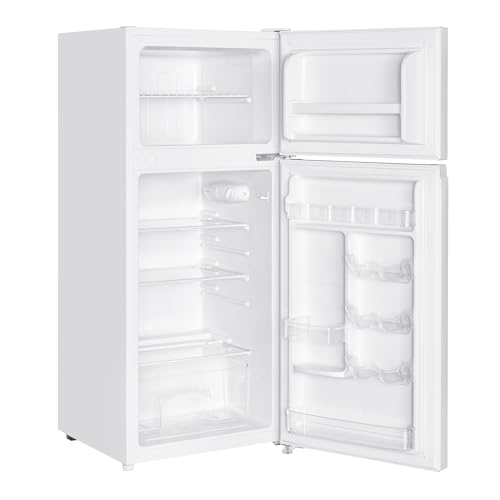 Image of Magic Chef 4.5-cu. ft. Mini Fridge with Freezer in White, Small Compact Refrigerator and Top Mount Freezer for Bedroom, Apartment, Dorm Room, Office