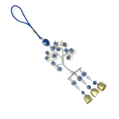 Image of AUGEN Evil Eye Wall Hanging Tree Design Blue Ornament for Home Office Shop Decor (10 Inches, M10)