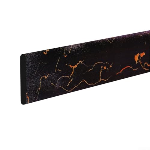 RANRAO Zócalo impermeable con patrón de mármol, tira anticolisión de 8 x 200 cm para mantener los hogares a salvo de los bordes (textura negra)