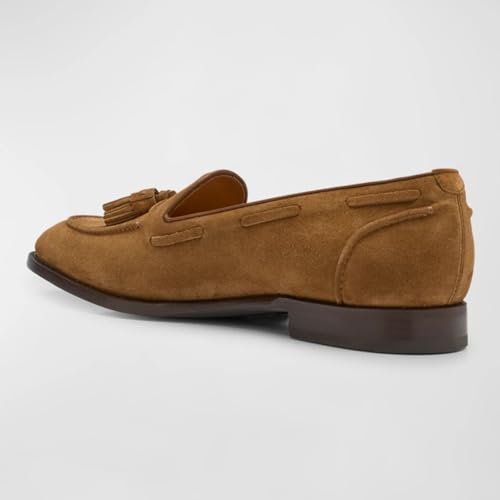 FSJ Men's Retro Round Toe Tassel Loafers Suede Fashion Casual Slip-On Flats Comfortable Driving Luxury Wedding Prom Moccasin Shoes Size 4-16 US3