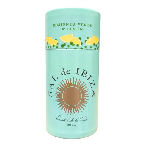 Granos de Sal con Pimienta Verde y Limón, 85 Gr | Sal de Ibiza - Sal Marina Sin Refinar Natural, Sal Marina Sin Refinar, Sal Marina, Sal de Mar, Sal Sin Refinar, Sal Fina, Sal Marina Natural