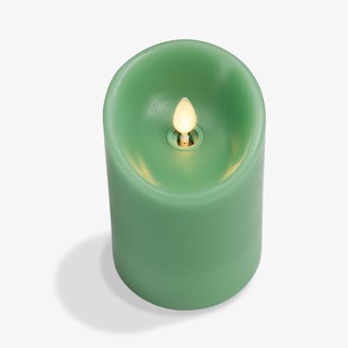 Image of Luminara Flameless LED Battery Operated Flickering Pillar Moving Flame Candles (Vibrant Green, 3 inch x 4.5 inch)