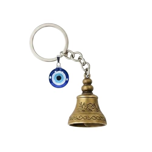 Image of MODUX Guardian Bell Keychain for Bike & Car - Tibetan Texture Bell Keychain with Evil Eye Hook - Good Luck Charm