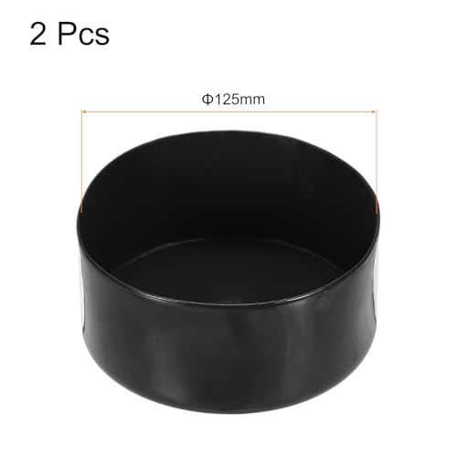 Image of uxcell 2pcs Rubber End Caps 125mm(4 15 /16 Inch) ID x 80mm(3 1 /8 Inch) H Vinyl Round Tube Bolt Cap Cover Screw Thread Protectors Black