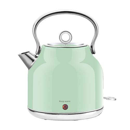 Huogary Wasserkocher - 1 7 L Edelstahl Wasserkocher mit Warmfunktion 2000W Schnellkocher mit LED-Anzeige Auto-Shut-off & Boil-Trocken-Schutz Kabelloses Design Rotationsbasis (Green)