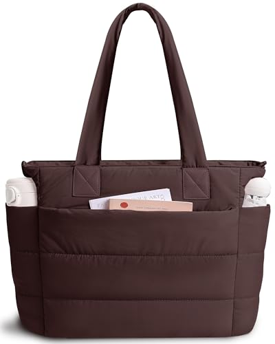 Image of Puffer Tote Bag for Women Quilted Nurse Bag Lightweight Work Bag for Teacher Travel Handbag with Multiple Pockets