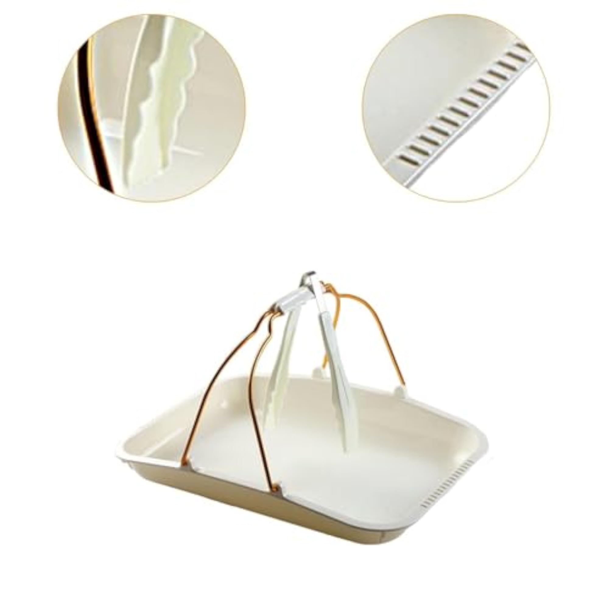 Rectangular Handheld Bakery Basket with Gold Handle