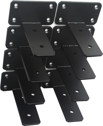 10 Pack - 4 inch Black Hidden L Shelf Bracket (1/5 Inch Thicked) Iron Floating Shelf Brackets Rustic Industrial Metal Brackets for Shelf Support