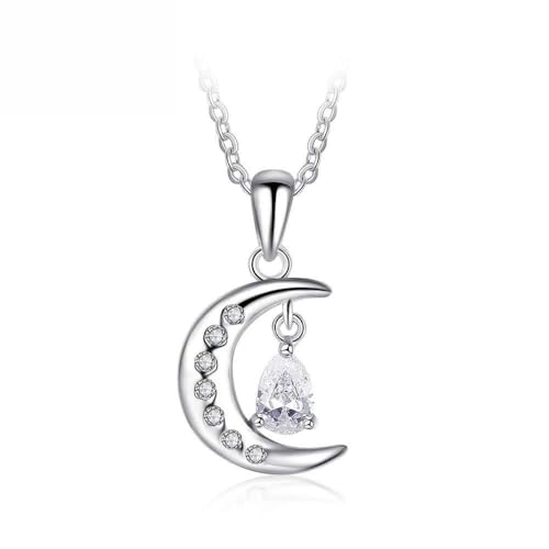 Colliers en forme de lune en argent et pierre cubique pour mariage