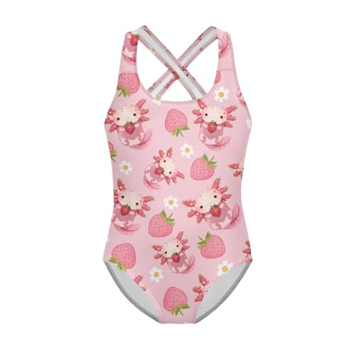 Image of Kid One Piece Swimsuit with Cross Back Girls Summer Sleeveles Swimwear for 5-14 Years