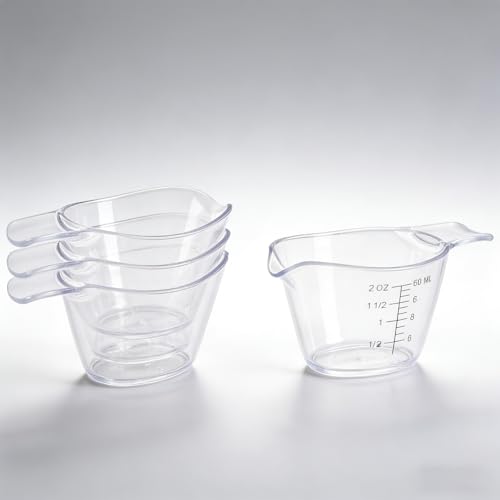 Pack de 4 vasos medidores pequeños 60 ml de resina miniatura 1