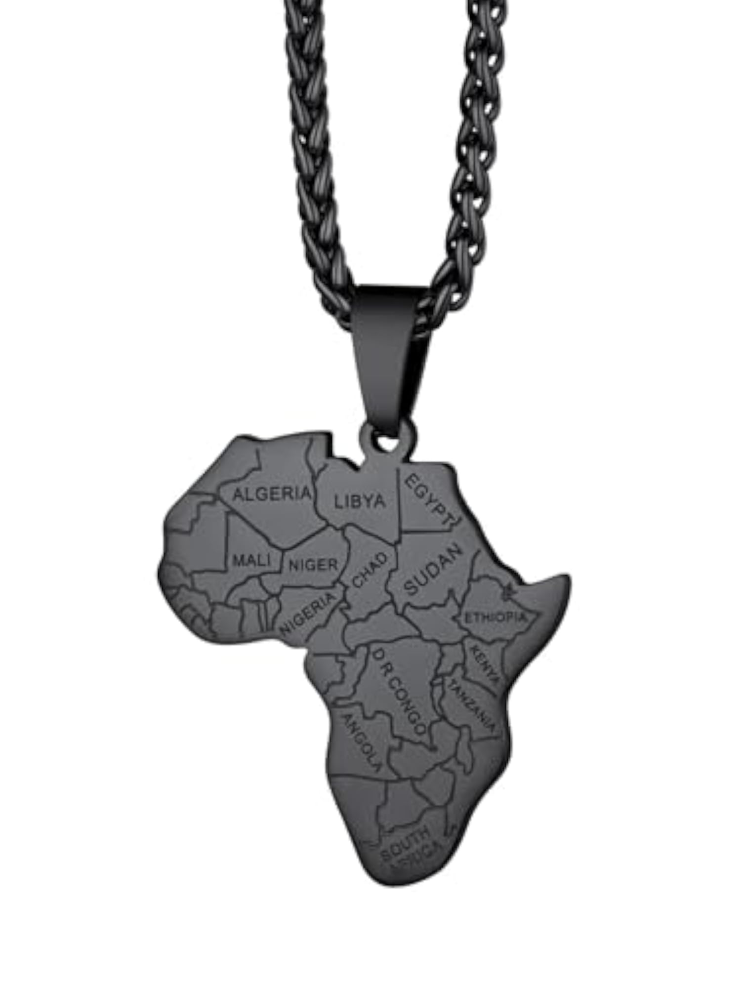 Men's African Map Necklace, Customizable 18K Gold Plated